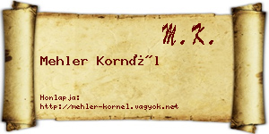 Mehler Kornél névjegykártya
